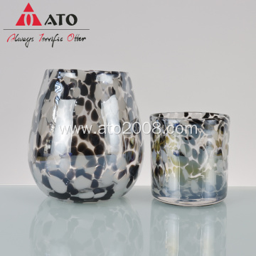 Black Color dot hand-blownglass cup Water Juice Glass